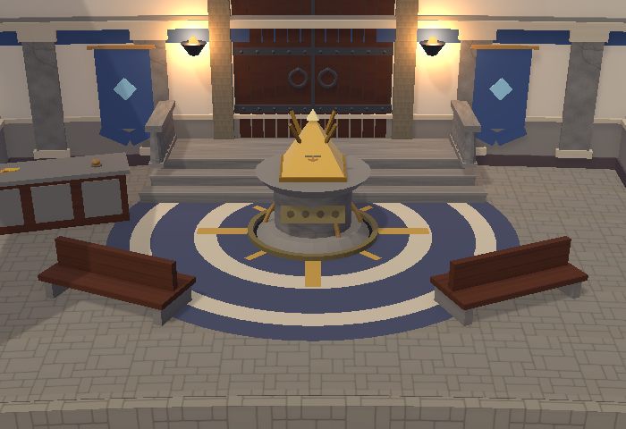 El hall del museo, con la pirámide de oro